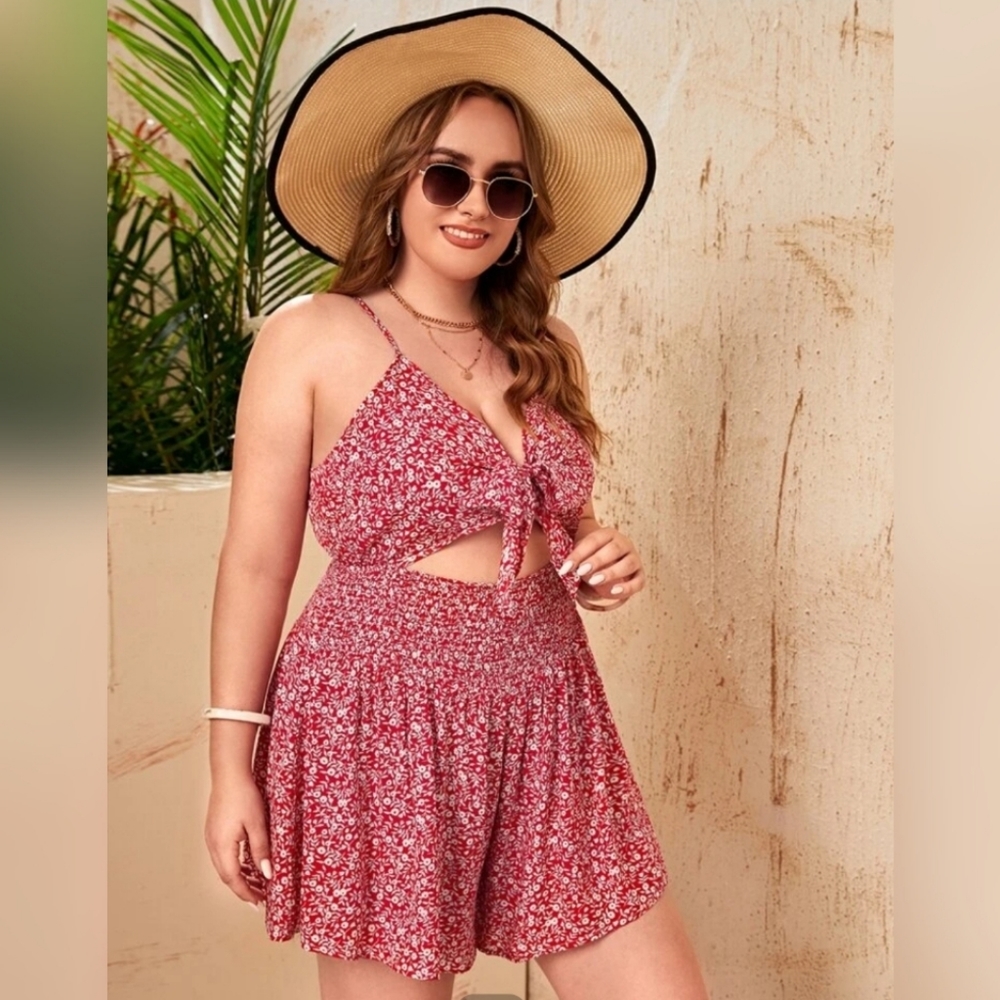 Front Tie Cami Romper